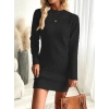 Kadın Uzun Kollu Yuvarlak Yaka Mini Triko Elbise