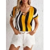 Kadın V Yaka Kısa Kol Mikro Bluz