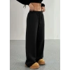 Kadın Yüksek Bel Lastikli Bağcıklı Geniş Kesim Dalgıç Pantolon