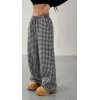 Kadın Yüksek Bel Lastikli Bağcıklı Geniş Kesim Kazayağı Dalgıç Pantolon