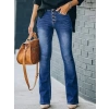 Kadın Yüksek Bel önden Düğmeli Cep Detay Ispanyol Paça Denim Pantolon