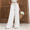 Keten bağcıklı beyaz pantolon