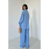 Mavi Alice Gömlek Ve Bol Kesim Pantolon Takım