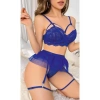 Mavi Bel Tüllü Kadın Seksi Fantezi Jartiyer Takım 2121