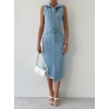Meldia Jean Sıfır Kollu Elbise