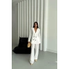 MODAL 4 DÜĞME ASTARSIZ CEKET - PANTOLON TAKIM - Beyaz