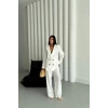 MODAL 4 DÜĞME ASTARSIZ CEKET - PANTOLON TAKIM - Beyaz