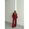 MODAL 4 DÜĞME ASTARSIZ CEKET - PANTOLON TAKIM - Bordo