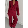 MODAL 4 DÜĞME ASTARSIZ CEKET - PANTOLON TAKIM - Bordo