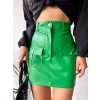 Önden iki cepli deri etek yeşil h240040