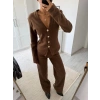 Selanik Kumaş Ön Düğmeli Ceket Çımalı PantolunTakım