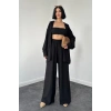 Siyah Alice Gömlek Ve Bol Kesim Pantolon Takım