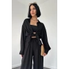Siyah Alice Gömlek Ve Bol Kesim Pantolon Takım