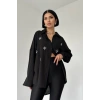 Siyah Taş İşlemeli Gömlek