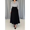Siyah Uzun Pileli Etek