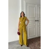 TENCEL MODAL KOLSUZ BLUZ KAPALI CEP DETAYLI DÖKÜMLÜ - PANTOLON TAKIM - Yağ Yeşili