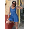 Tensel Denim Kumaşlı Mini Tulum 1363