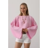 YARASA KOLLU CROP BLUZ - Pembe