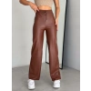 Yüksek Bel Geniş Paça Içi şardonlu Deri Pantolon.