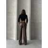 Zr deri palazzo pantolon kahve h24654