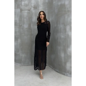 Almond Dantel Detaylı Tül Elbise 2659-8