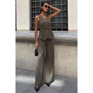 Arkası Bağcıklı Yelek Plazza Pantolon Modal Takım 10202-08