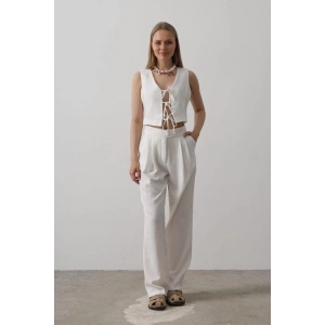 Bağlamalı Yelek - Beyaz