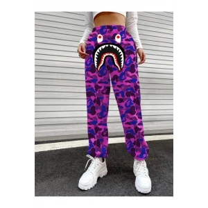 Bape Shark Dijital Baskılı Eşofman Altı - Mor