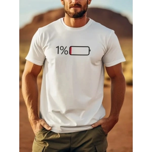 Baskılı Oversize Bisiklet Yaka T-shirt - Beyaz