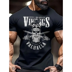 Baskılı Oversize Bisiklet Yaka T-shirt - Siyah