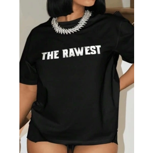 Baskılı Oversize T-shirt - Siyah