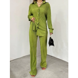 Bayrama Özel Kadın Düşük Omuz Salaş Gömlek Ve Yırtmaç Detay İspanyol Paça Pantolon