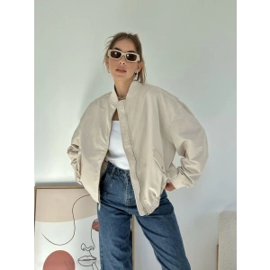 Bej Parçalı Bomber Ceket