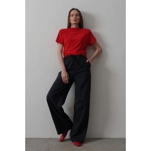 Beli Lastikli Bol Paça Pantolon - Lacivert