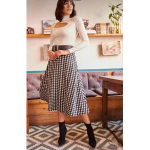 Beli Lastikli Kazayağı Desen Süet Scuba Etek.