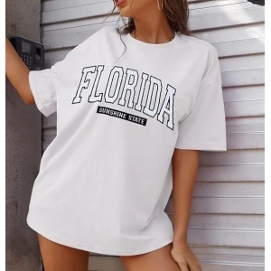 Bisiklet Yaka Baskılı T-shirt - Beyaz