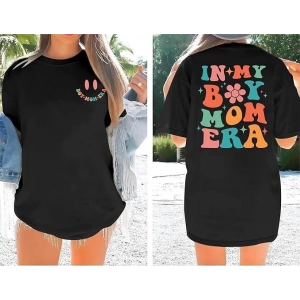 Bisiklet Yaka Kısa Kol Baskılı T-shirt - Siyah