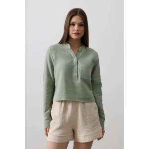 Cepli Hakim Yaka Bluz - Haki