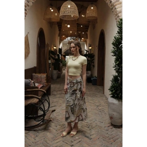 Desenli Viskon Etek - Gri