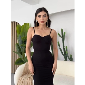 Dominic Eteği Büzgülü Midi Boy Elbise