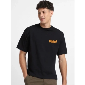 Erkek Baskılı Oversize T-shirt - Siyah