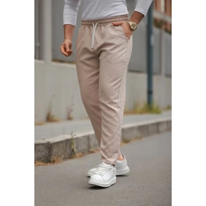 Erkek Beli Bağcıklı çizgili Pantolon