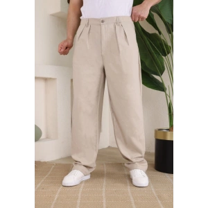 Erkek Beli Lastikli Pileli Baggy Pantolon