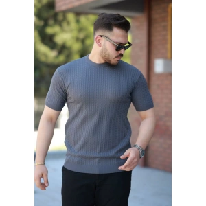 Erkek Bisiklet Yaka örgü Desenli Kısa örme Triko Kısa Kollu T-shirt