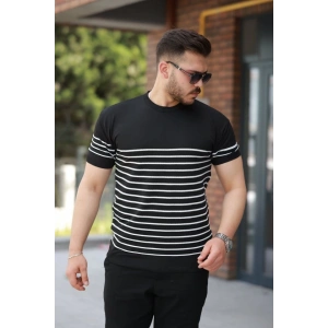 Erkek çizgi Desenli Bisiklet Yaka Kısa Kollu T-sihrt