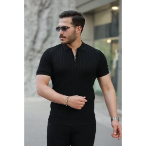 Erkek Fermuar Yakalı Kısa Kollu Tişört