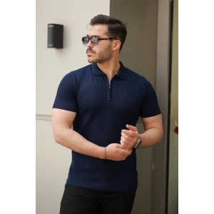 Erkek Fermuar Yakalı Kısa Kollu Tişört