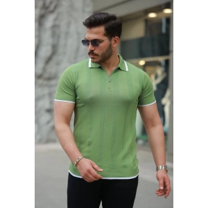 Erkek Fermuar Yakalı Kısa Kollu Tişört