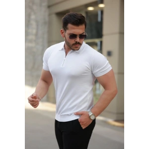 Erkek Fermuar Yakalı Kısa Kollu Tişört