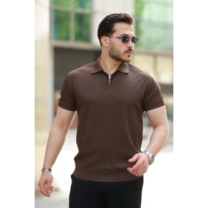 Erkek Fermuarlı Yakalı Kısa Kollu Tshirt